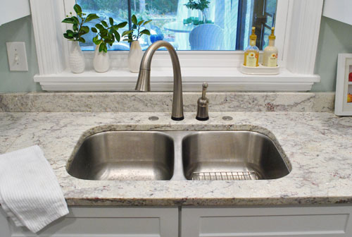 sink double kitchen holes single granite soap vs hole faucet dispensers around install counters filling basin butt younghouselove which sided