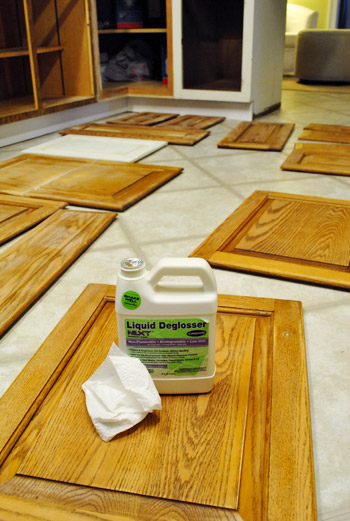 prepping cabinets for paint (sanding, deglossing, wood putty