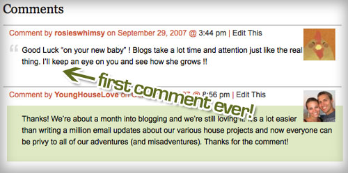 Blogiversary 1st Comment