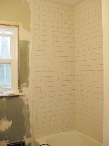How To Install Subway Tile In A Shower Marble Floor Tiles Young House Love - Tiling A Wall With An Uneven Ceiling
