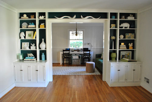 Two Tone Built In Bookcase Top Ers, Color Ideas For Built In Bookcases
