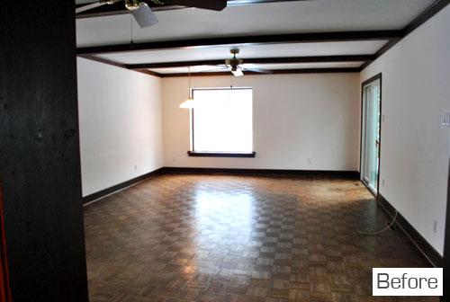 Before Photo Of Living Room With Wood Beams