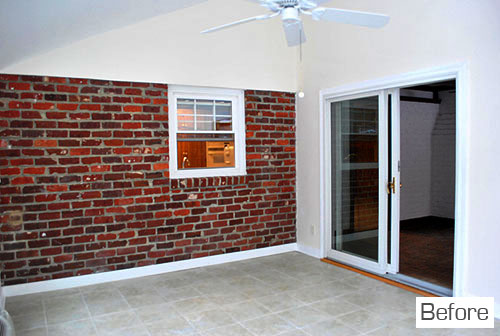 Before Photo Of Sunroom With Exposed Brick Wall
