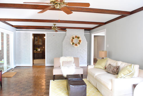 Gray Washing The Ceiling Beams In Our Living Room Young House Love