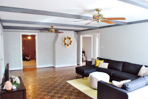 Gray Washing The Ceiling Beams In Our Living Room Young