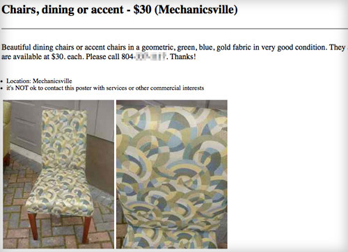 Craigslist 2024 kitchen chairs