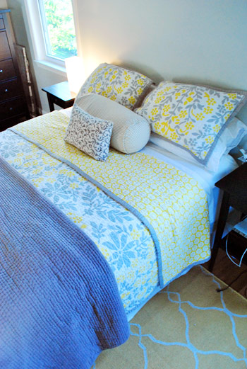 Cat Yellow Grey Bed