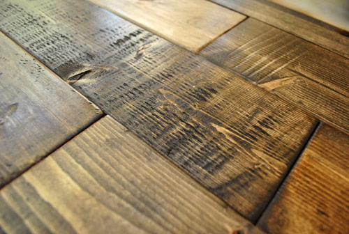 distressed effect on new wood boards to make them look old and reclaimed