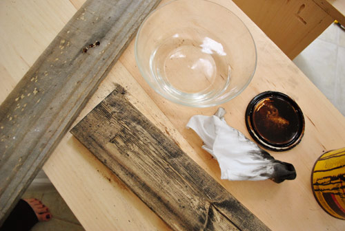 watering down stain and applying to a damp board in order to create a lighter stain effect