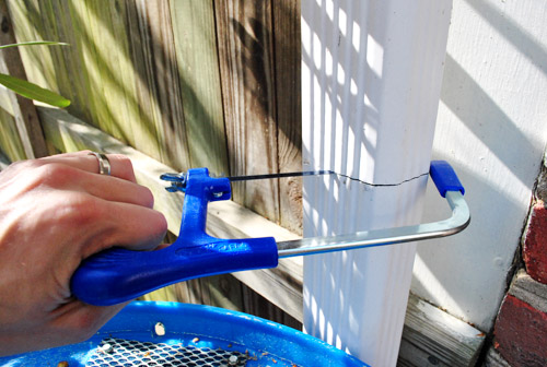 Rain Barrel Hacksawing