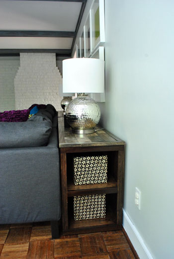 Sofa table behind couch deals against wall