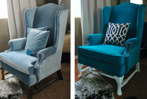 grey wingback reupholster - Fabric Spray Paint