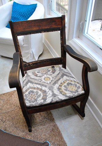 How To Reupholster A Rocking Chair With Fabric And Nailheads