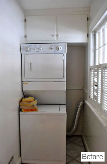 Before Photo Of Laundry Room With All-In-One Stacked Appliance