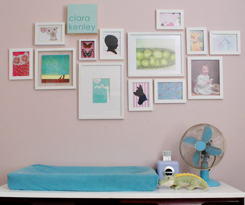 Nursery store frames wall