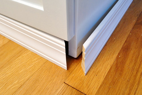 How to Add Trim to Bottom of Kitchen Cabinets 
