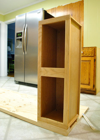 How To Build In Your Fridge With A Cabinet On Top Young House Love