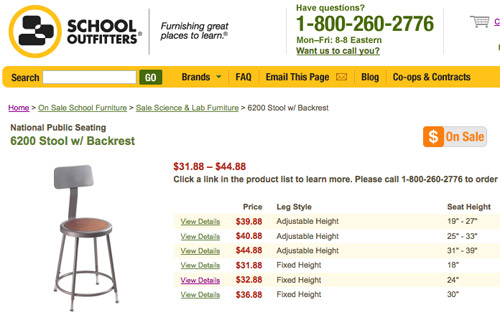 Stools School Outfitters Sc