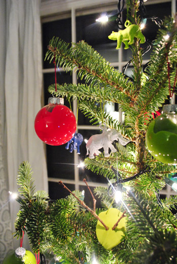 Detail of Hand Painted Christmas Ornaments On Table Top Tree