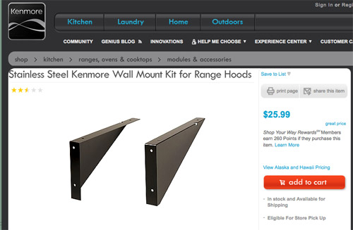 Hood 2 Kenmore Brackets