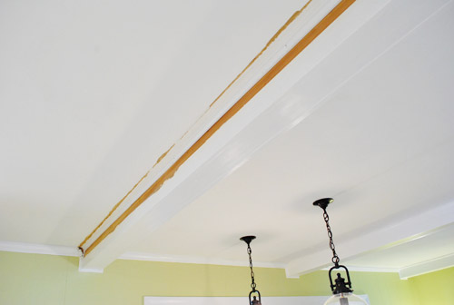 Hanging Crown Molding In The Kitchen, Crown Molding On Ceiling Beams