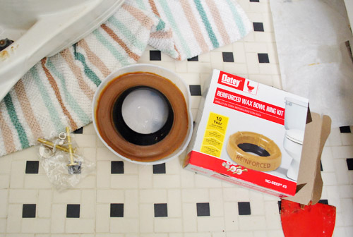 New Oatey wax ring for toilet removed from box