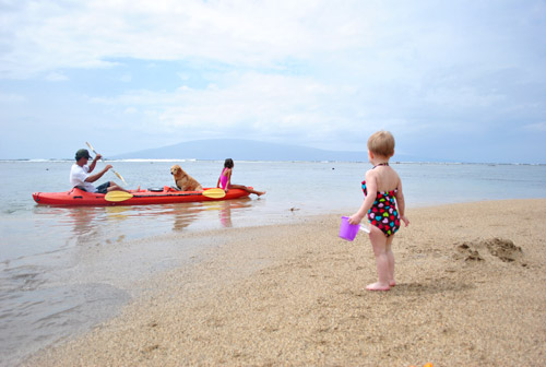 HI Beach Kayak Going By