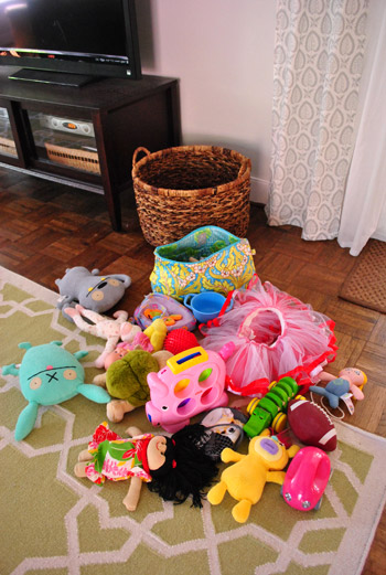 basket for toys in living room