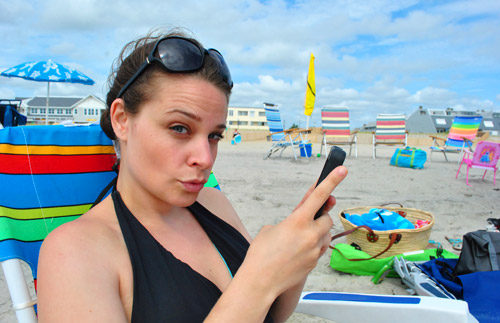 Beach Day Sherry On Phone