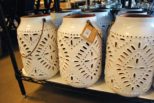 PBarn White Ceramic Lanterns