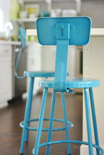 turquoise metal bar stools