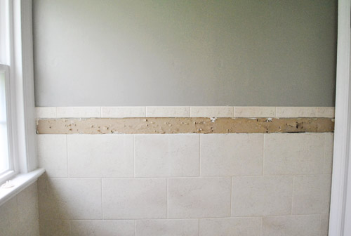 Removing An Old Shower Tile Border, How To Change Border Tiles In Bathroom