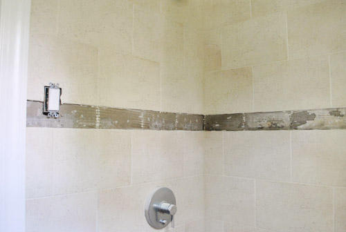 Replacing Old Shower Border Tiles, How To Install Mosaic Tile Border In Shower