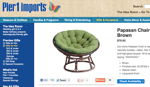 Pier one egg online chair cushion