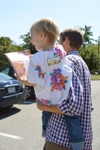 Preschool Walking Out With Daddy