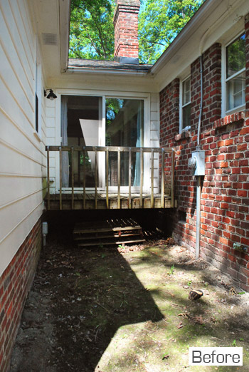 Before View Of Weird Alley Between Original Brick Ranch and Addition