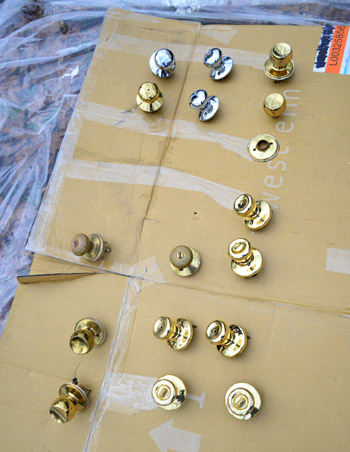 Knobs 3 On Cardboard Before