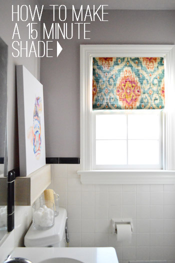 how to make a DIY window shade in 15 minutes graphic