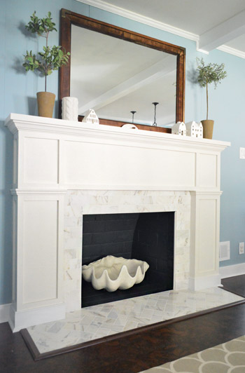 Our 200 Fireplace Makeover Marble Tile A New Mantel Young