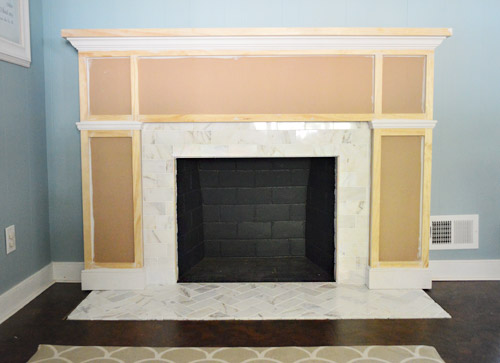 Our 200 Fireplace Makeover Marble Tile A New Mantel Young