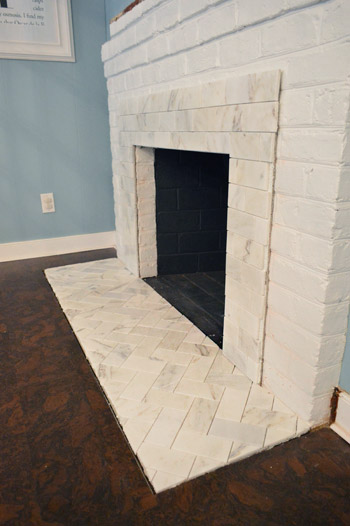Fireplace Makeover Tiling The Mantel, White Subway Tile Fireplace Surround