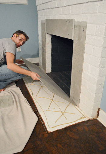 Fireplace Makeover Tiling The Mantel With Marble Herringbone Young House Love