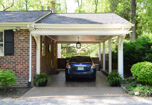 After Photo Of Brick Ranch Carport With Pergola Built Onto Front
