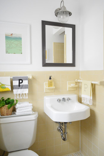 soft yellow bathroom