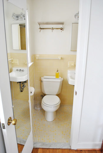 vintage yellow tile bathroom