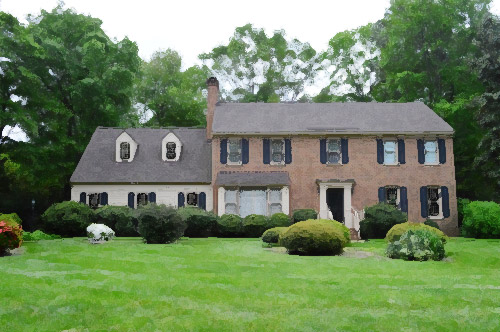 Hunting Brick Colonial Garage