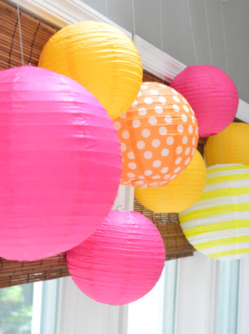 Pink Orange Yellow Paper Lanterns For Dragon Birthday Party