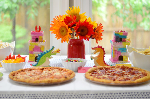 Dragon Themed Kids Party Food Display With Pizzas