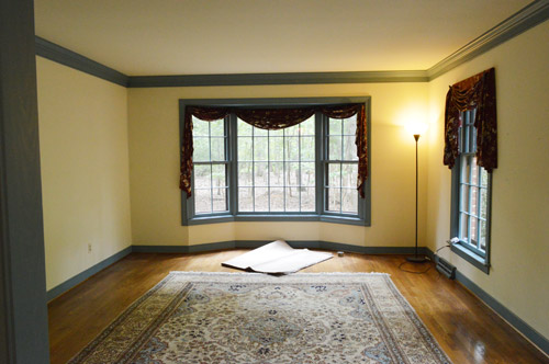 Before Photo Of Formal Living Room With Blue Trim Before Conversion To Home Office