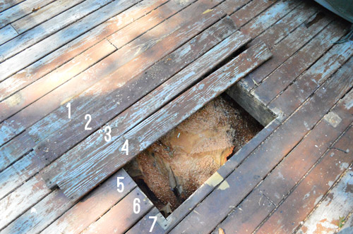 Count of boards needed to repair hole in wood deck